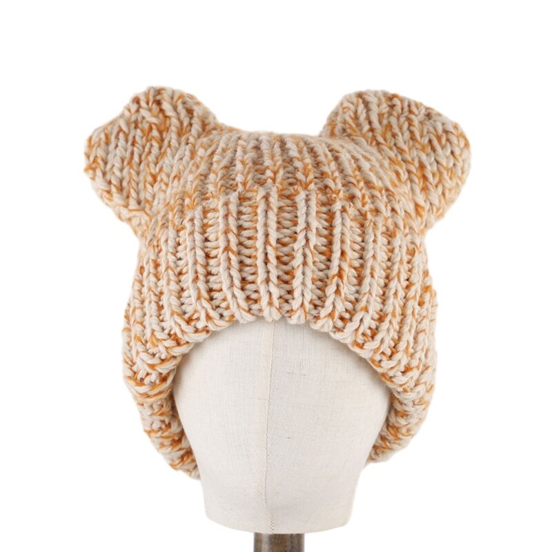 Orecchie invernali lavorate a maglia per ragazze Regali orso lavorato a maglia Y2K Cappello invernale Adulti Bambini