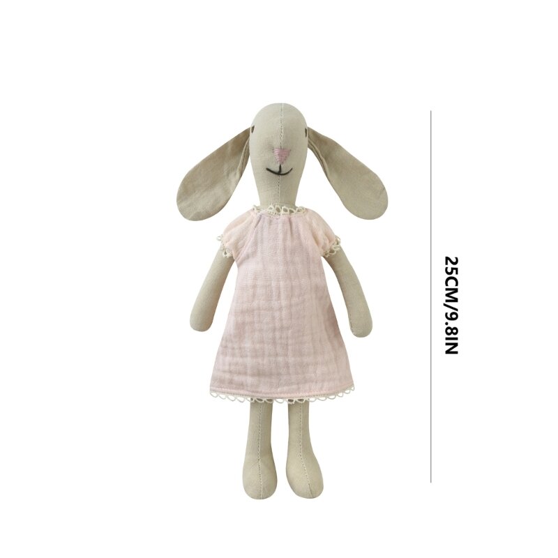 Boneka Tidur Jahit Tangan 25Cm Mainan Lembut Boneka Binatang untuk Koleksi Kelinci