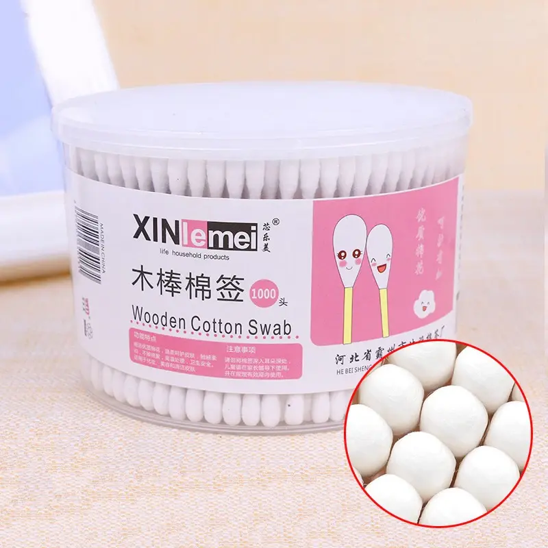 500 PCS Cotton Swabs with Case Dual Round Head Q Tips Disposable Cotton Sticks Cosmetic Beauty Tools for Makeup and Ear Cleaning