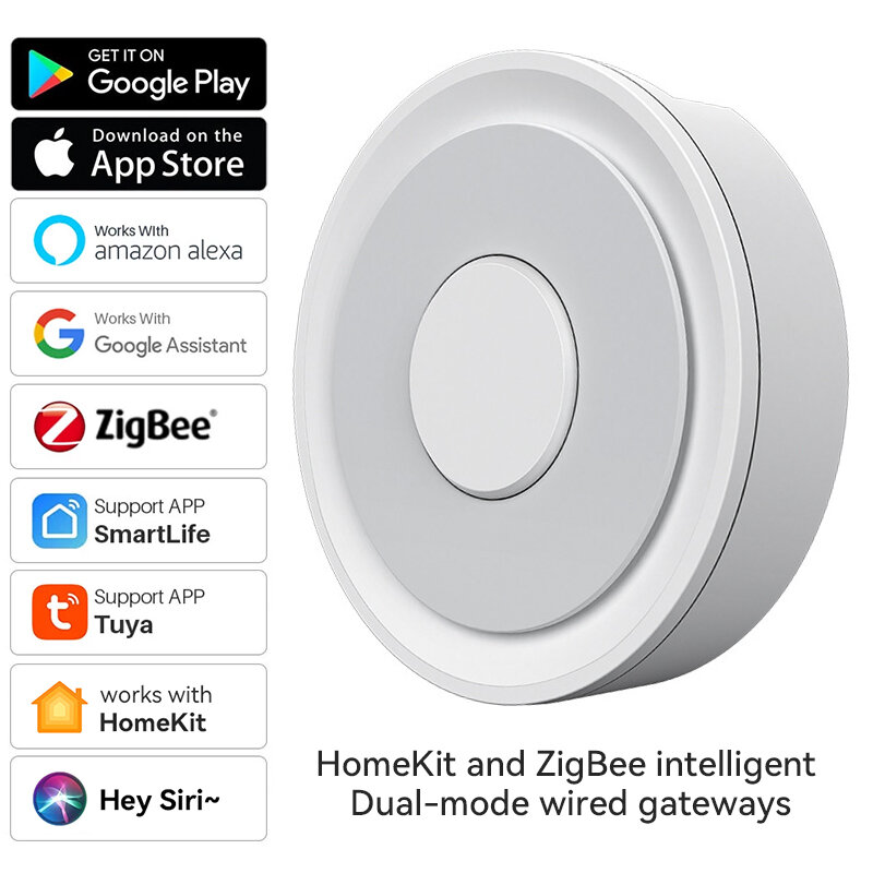 Homekit Tuya Zigbee Gateway Hub, kontrol jarak jauh kehidupan pintar untuk Apple Siri kontrol suara Alexa Google jembatan nirkabel rumah pintar