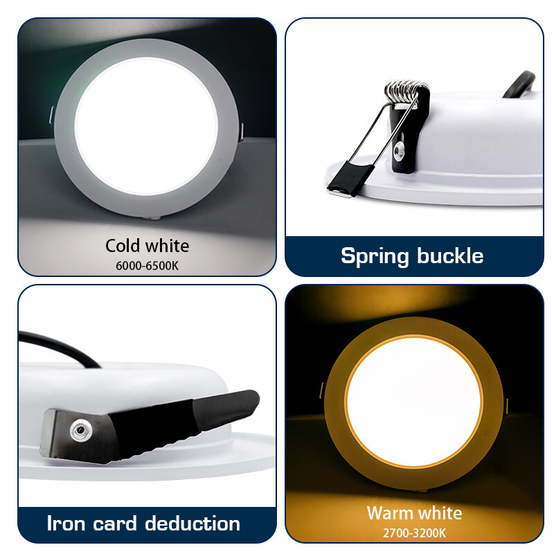 Spot lumineux LED encastrable pour le plafond, lumière blanche chaude ou froide, 5/9/12/15/18W, 12/24/110/220V, 10 unités par lot