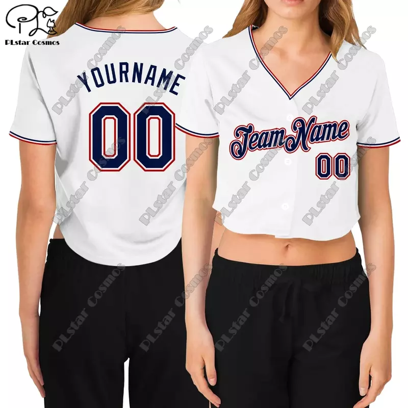 PLstar Cosmos moda impressão 3d preto + branco personalizado cardigan das mulheres verão nova V-neck curto uniforme de beisebol série
