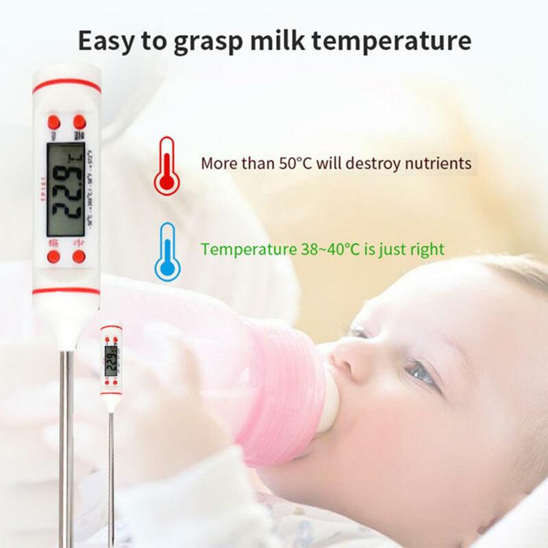 Temperature Sensor Oil Thermometer Sensitive Precise LCD Display Stainless Steel Probe Meat Temperature Meter for Home