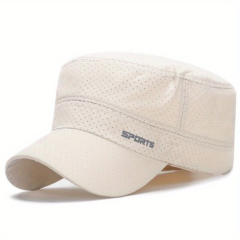 남녀공용 단색 레터 프린트 태양 모자, 통기성 좋은 태양 보호 플랫 캡, 여름 스포츠 하이킹 아빠 모자