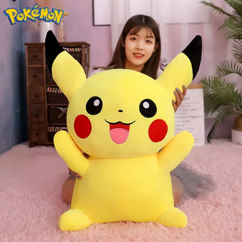 80cm duży rozmiar Pokemon Pikachu pluszowa lalka japońskie Anime śliczne niegrzeczne Pikachu kolekcja dla dzieci zabawki świąteczne prezenty urodzinowe