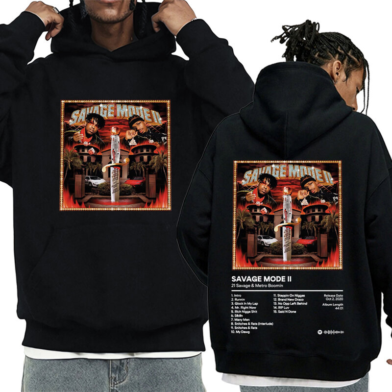 Hot Rapper 21 Savage Album Grafik Hoodies Männer Frauen Vintage Hip Hop übergroße Streetwear Unisex Fleece Langarm Pullover