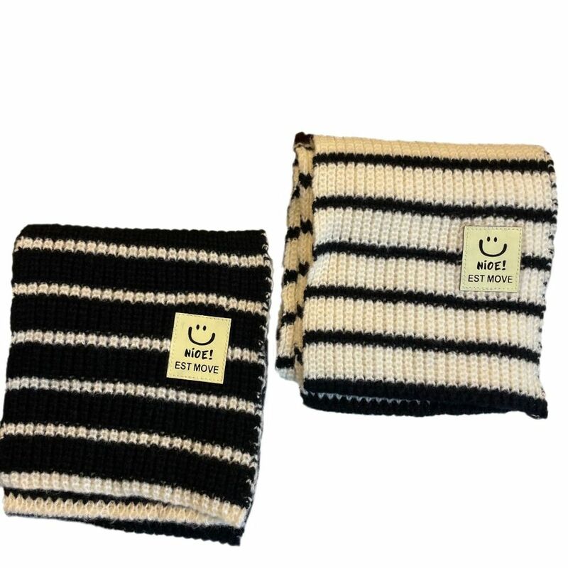 Collo caldo sciarpa per bambini ragazzi ragazze collo spesso caldo avvolge fazzoletto da collo sciarpe lavorate a maglia per bambini a righe minimaliste autunno inverno
