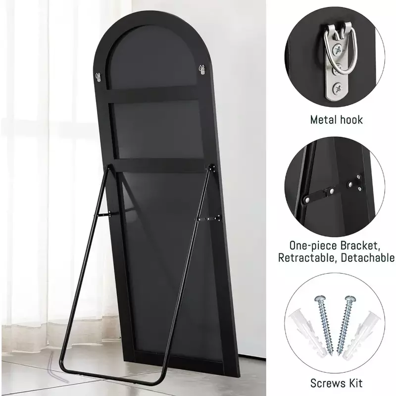 Floor-to-ceiling dressing mirror floor-to-ceiling wall mirror standing hanging or against the wall for bedrooms, black