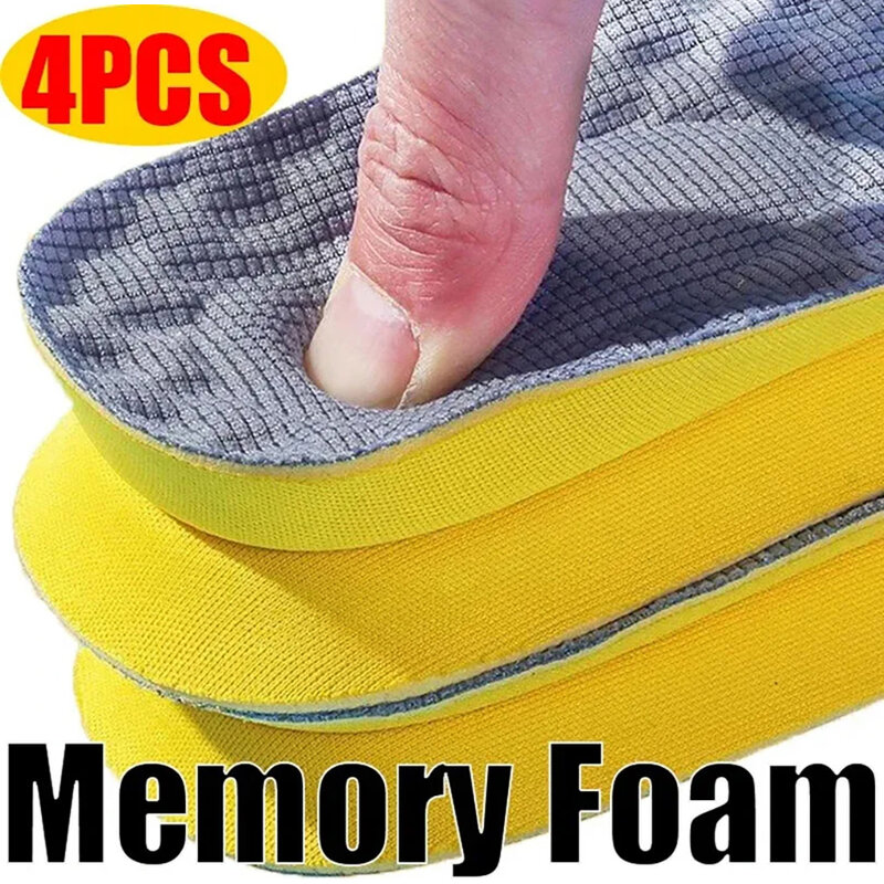 Palmilhas de espuma de memória de látex macio para mulheres e homens, sapata ortopédica respirável, almofada de inserção de pés, palmilhas de corrida, 2 pcs, 4 pcs