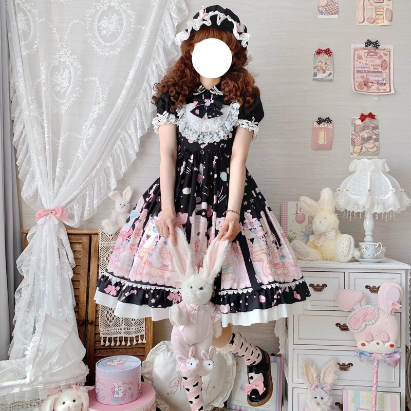 Vestido de S-4XL JSK Lolita para niña, ropa suave japonesa, Kawaii, sin mangas, bonito estampado