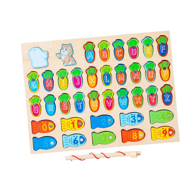 Juego de pesca con números del alfabeto magnético con poste para desarrollar la habilidad motora para niños y niñas de jardín de infantes, regalos de cumpleaños