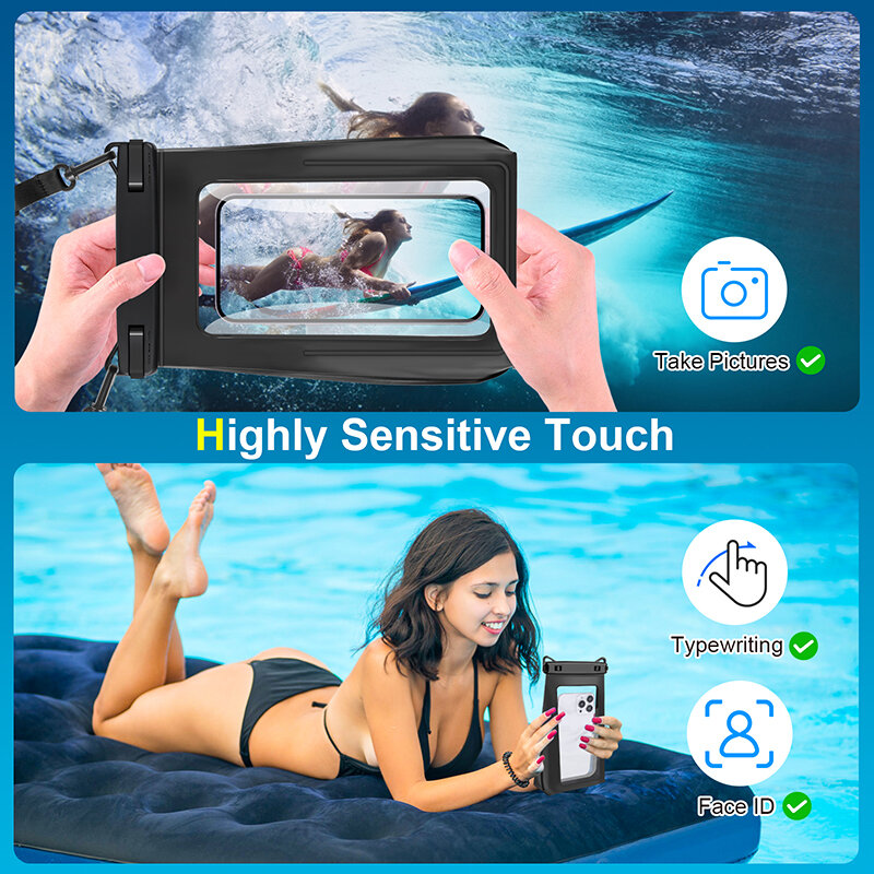 HAISSKY stereoskopowe telefon wodoodporny torba uniwersalna plaża Swmming pokrowiec ekran dotykowy worki wodoodporne z regulowana smycz