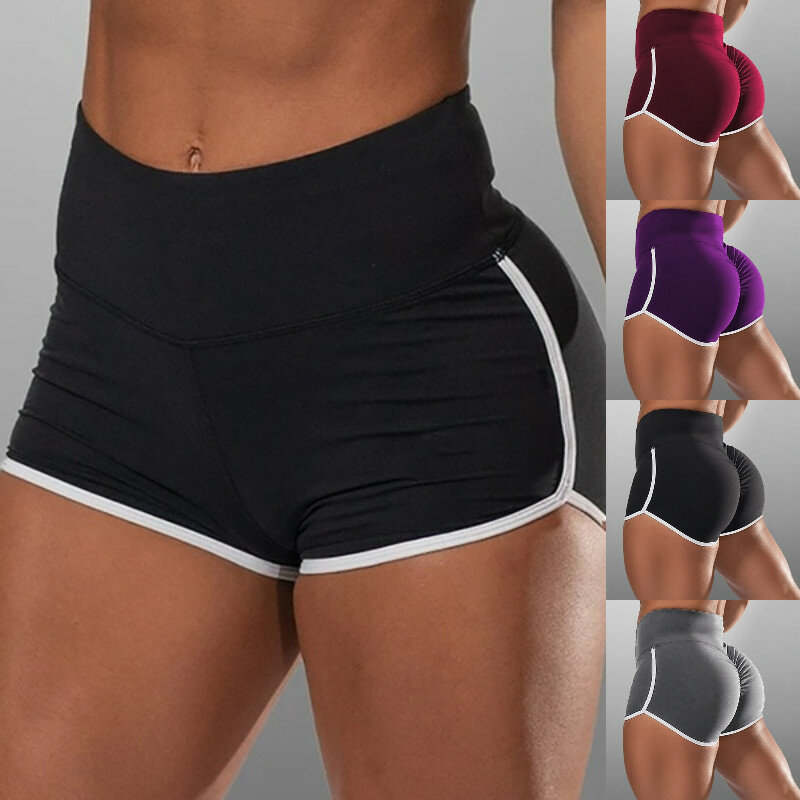 Shorts esportivos femininos casuais, apertados, confortáveis, de secagem rápida, shorts de fitness sexy, cor sólida, novo, verão