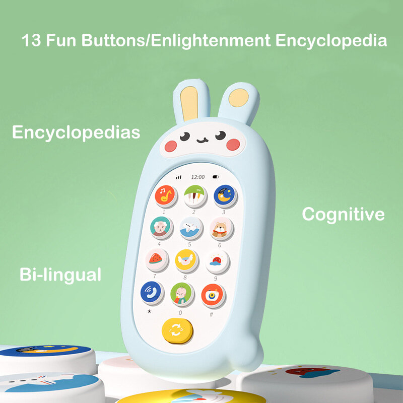 Silikonowy telefon komórkowy dla dzieci kojące zabawki mogą gryźć Puzzle dla dzieci wczesna edukacja telefon muzyczny symulacyjna dla dzieci w wieku 0-3 lat