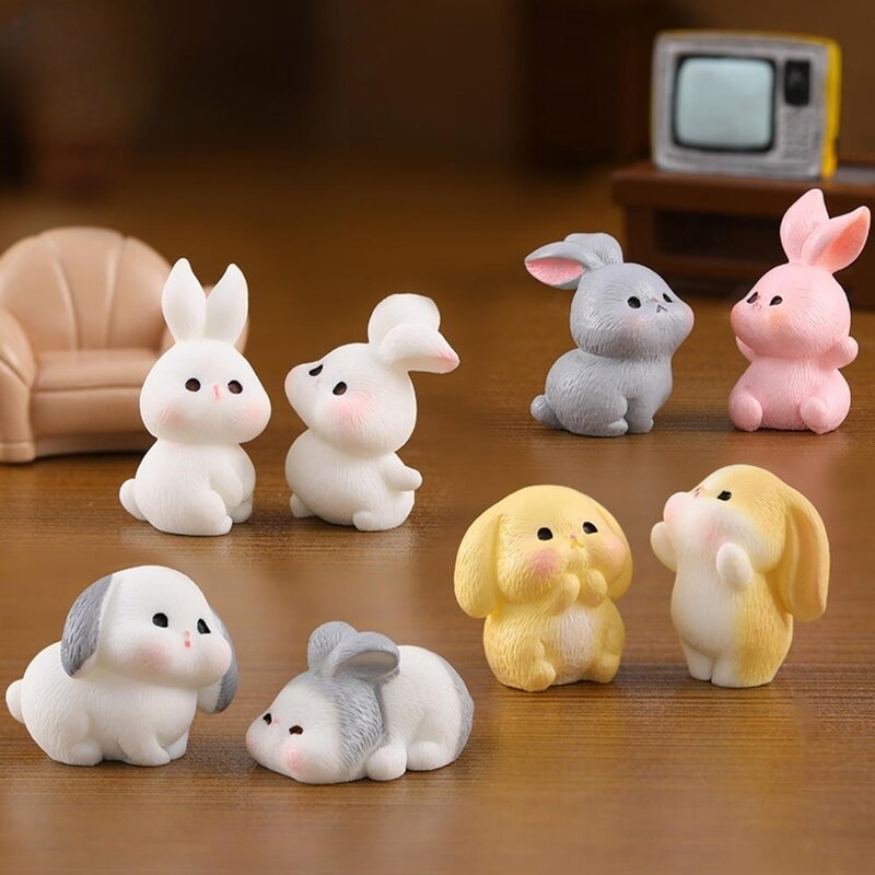 Милый кролик, искусственная смола, миниатюрные фигурки мини-кроликов, миниатюрное ландшафтное украшение, домашнее пасхальное украшение