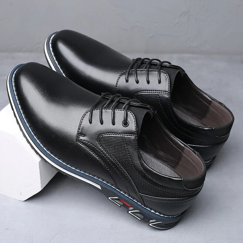 Sapatos de couro retrô masculino, sapatos de marca comercial, sapatos casuais, respirável, preto, marrom, conforto, moda, 2023