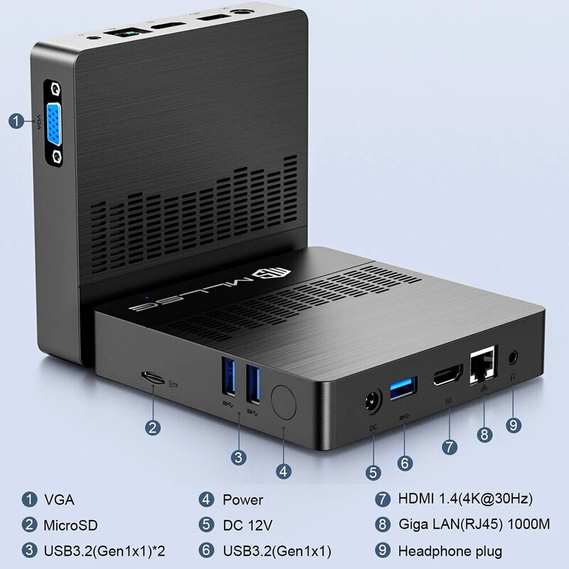 MLLSE-Mini PC M2 Air, Intel Gemini Lake N4000, Windows 11, 6GB de RAM, 128GB de ROM, WiFi de doble banda, Bluetooth, USB