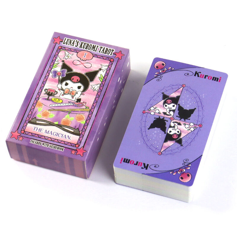 Tarot card game kuromi melodia, jogo de tabuleiro familiar, oráculo, olá gatinho, sanrio, 78 cartões, 2024