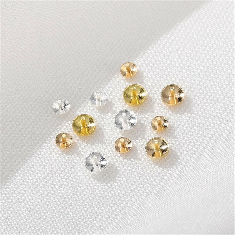 Steker kuku emas 14K steker lubang setengah kristal mutiara Plug DIY buatan tangan gelang perhiasan bahan aksesoris