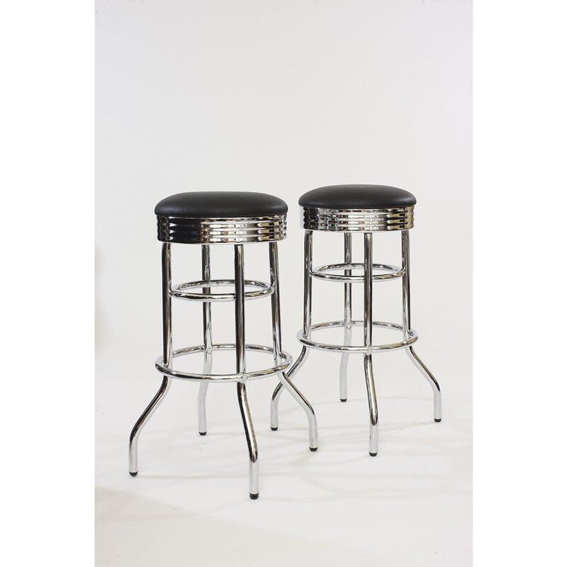 Heavy Duty Inch Swivel Bar Stool for Kitchen Counter, Garage, or Workshop, Faux Leather Seat with Metal Base