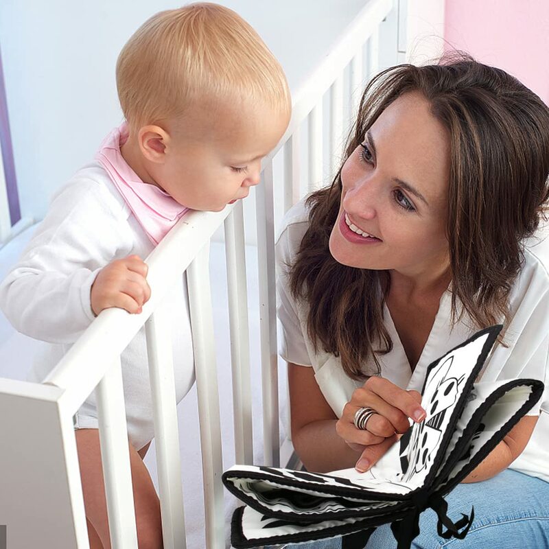 Montessori Baby Cloth Book, Livros preto e branco, Recém-nascido Crib Bumper, Brinquedos educativos sensoriais infantis