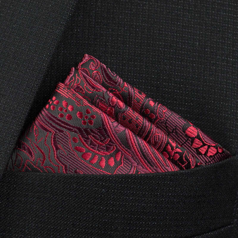 Lenço de bolso quadrado para terno de negócios, acessórios Paisley, cores sólidas, lenço do peito vintage, 25x25cm, novo