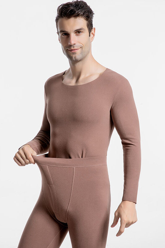 Bezszwowa bielizna termiczna męska Plus aksamitna zagęszczona seksowna na jesień odzież garsonka z długimi spodniami cienka bawełna sweter młodzieżowa zima