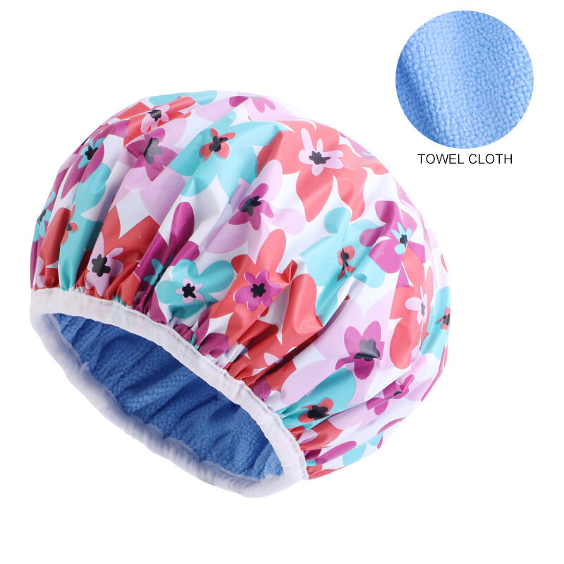 Bonnet éponge absorbant pour sèche-cheveux, double imprimé, bonnet de douche oligimperméable, huile de cuisson, salon de beauté