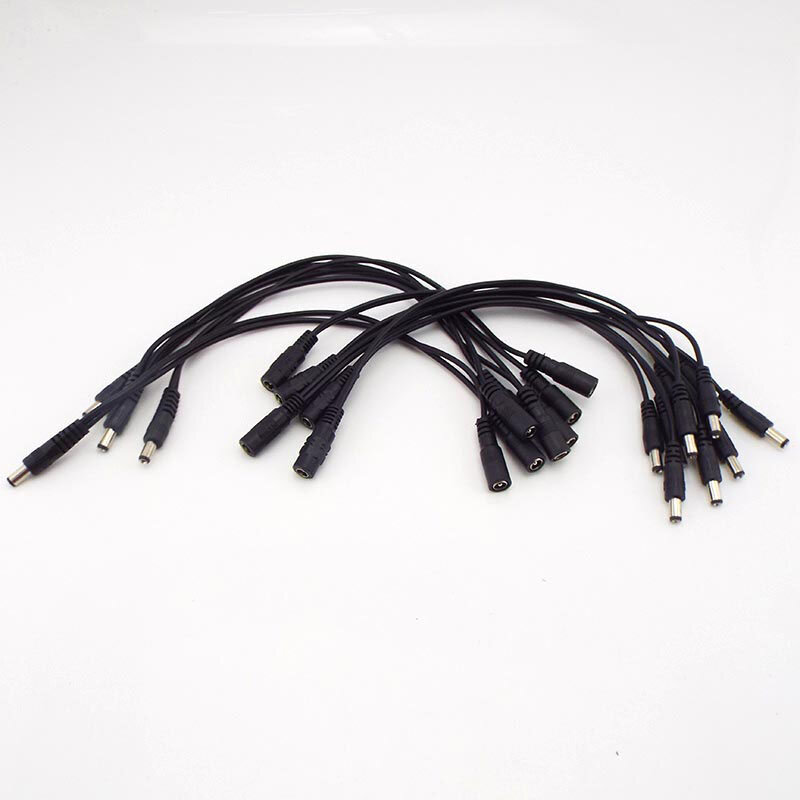 Cable adaptador para tira de luces, conector divisor macho y hembra de 2 vías, extensión de enchufe de 5,5mm x 2,1mm, 1 DC, 20 piezas