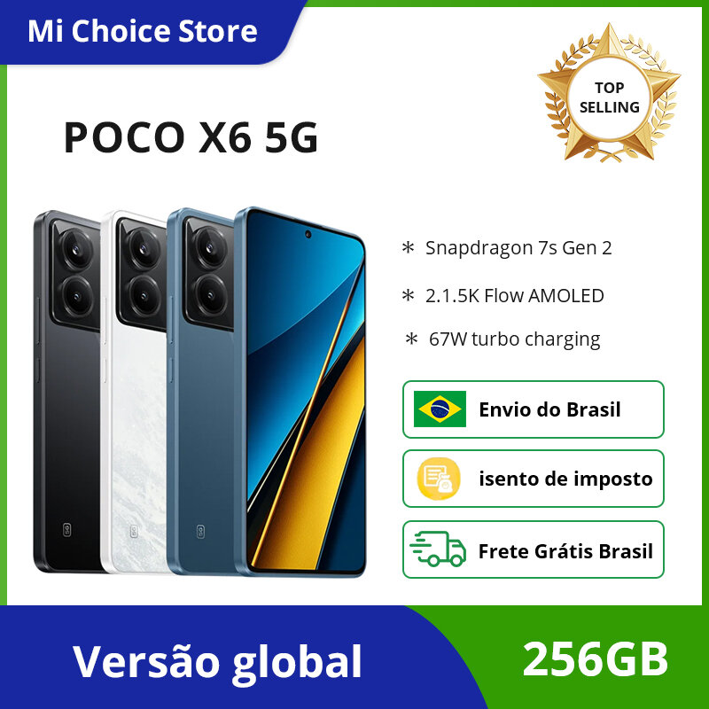 Global Version POCO X6 5G 256GB/512GB Snapdragon® 7s Gen 2 6.67" AMOLED Display 1.5K 120Hz 64MP Camera With OIS 67W Charging 510