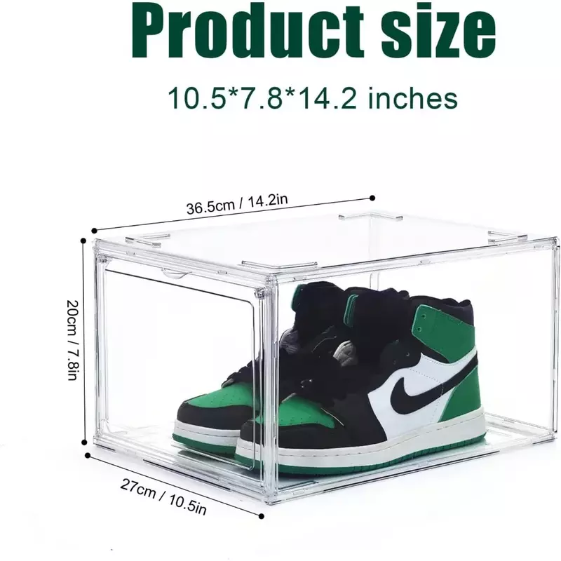 Shoebox clear plastic stackable shoe organizer box for closet for sneaker lovers front shoebox gift, easy to assemble