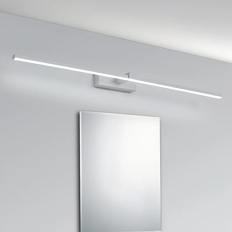 Современные светодиодные зеркальные светильники для ванной, водонепроницаемые настенные светильники из алюминиевого сплава, минималистичное черно-белое освещение в форме бара для помещений и дома