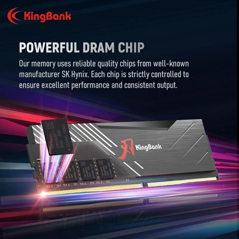 Kingbank 2 Bilder DDR5 16GB RAM 6000MHz 6400MHz 6800MHz xmp PC Desktop-Computer Speicher Memoria Unterstützung Motherboard mit Kühlkörper