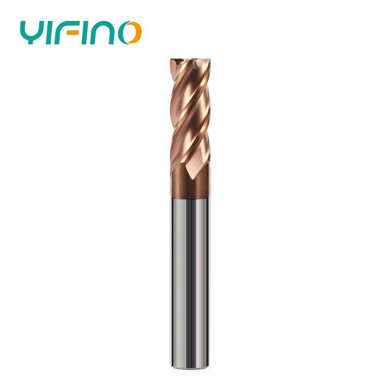YIFINO-Nano Revestimento Flat End Mill, Tungstênio Aço Carboneto Endmills, CNC Usinagem Mecânica, Ferramentas de Fresagem, 4-Flauta, HRC55