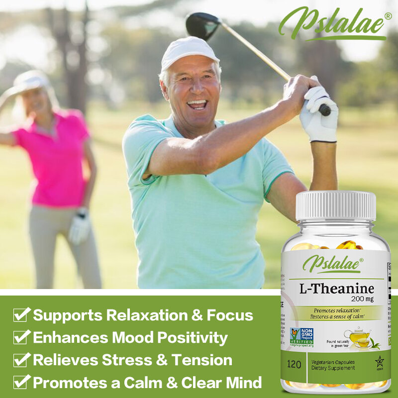 Natural L-Theanine Capsules 200 Mg, Stress Relief, Mood Supplement