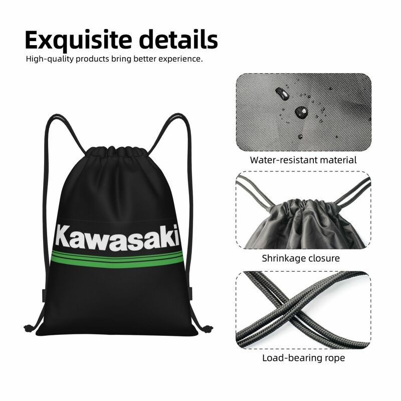 Motorcycle Kawasakis Motor Racing Drawstring Backpack Gym Sports Sackpack String motorcross Bag for Running