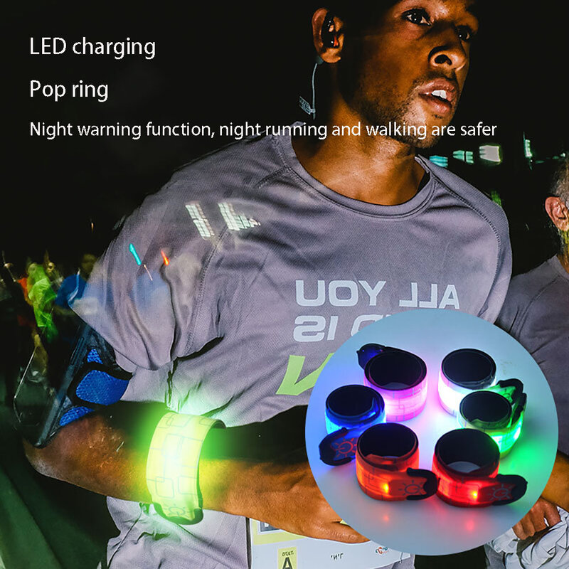 Đèn Ngủ LED USB Sạc Tay Đeo Chạy Cánh Tay Dây Phát Sáng Dây Đeo Tay Chạy Bộ Dạo Phố Đi Xe Đạp Cảnh Báo An Toàn Đèn
