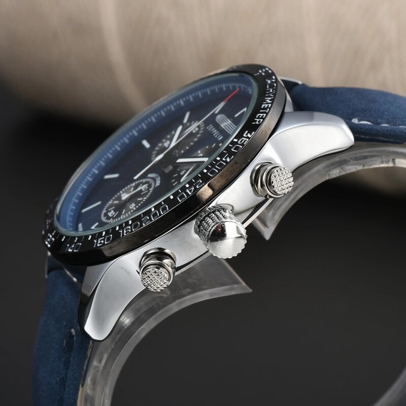 Zeppelin jam tangan kuarsa tiga mata, jam tangan mewah kualitas tinggi bisnis baru pop-up, jam tangan quartz fungsi penuh enam jarum tiga mata untuk pria