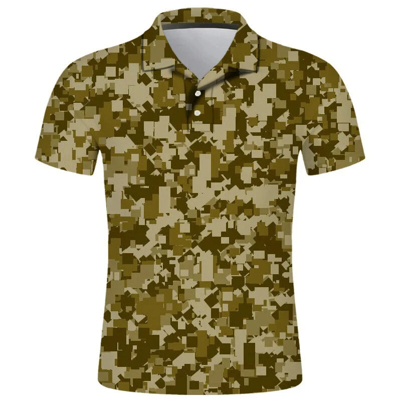 Camouflage 3D Printed Polo Shirts For Men Clothing Personalized Men's Polo Shirts Short Sleeve Lapel Short Top Polos Para Hombre