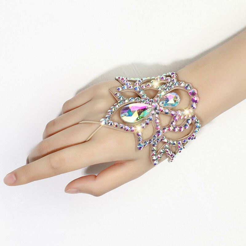 Women Belly Dance Bracelet Costume Accessories Boho Rhinestone Jewellery for Stage Show Bellydance Performance Party Halloween