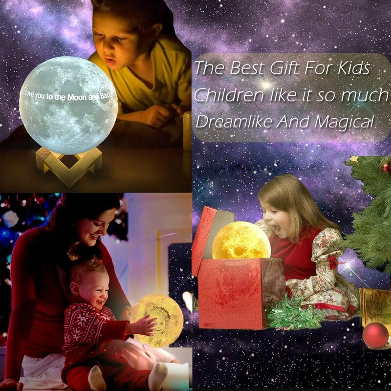 Lámpara de luna con foto personalizada, luz nocturna con carga USB, Control de grifo, 2/3 colores, regalos para niños y esposa, ZK20