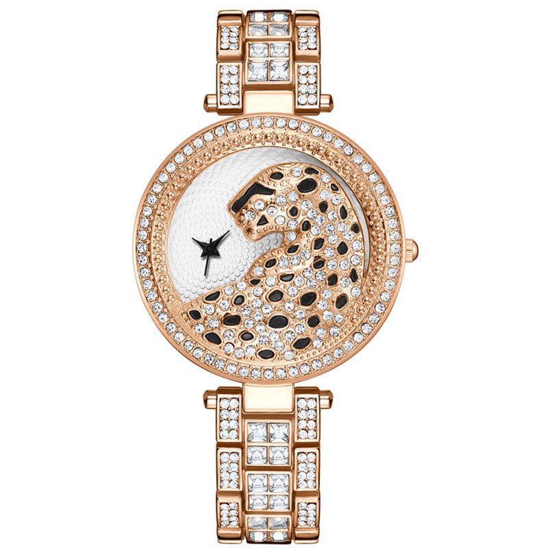 Jam tangan wanita gelang berlian imitasi macan tutul jam tangan Analog gelang jam tangan hadiah Hari Valentine