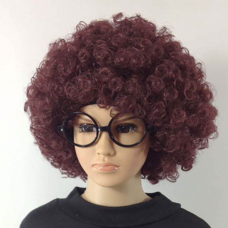 Halloween okrągły wybuch włosów peruka Cosplay potańcówka Hairpiece kolorowe śmieszne Clown fani Afro fryzura dla dzieci dorosłych