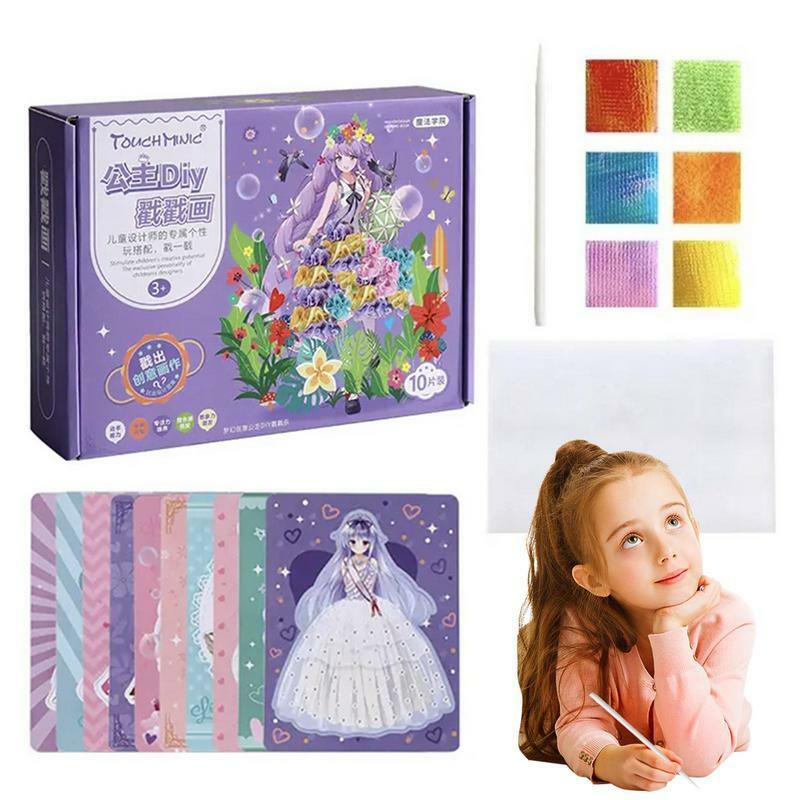 Kit de pintura Montessori Poke para crianças, Brinquedo de cutucar DIY, Livro de atividades Fun Princess Dress-Up, Brinquedos educativos para crianças, Kit divertido para meninas