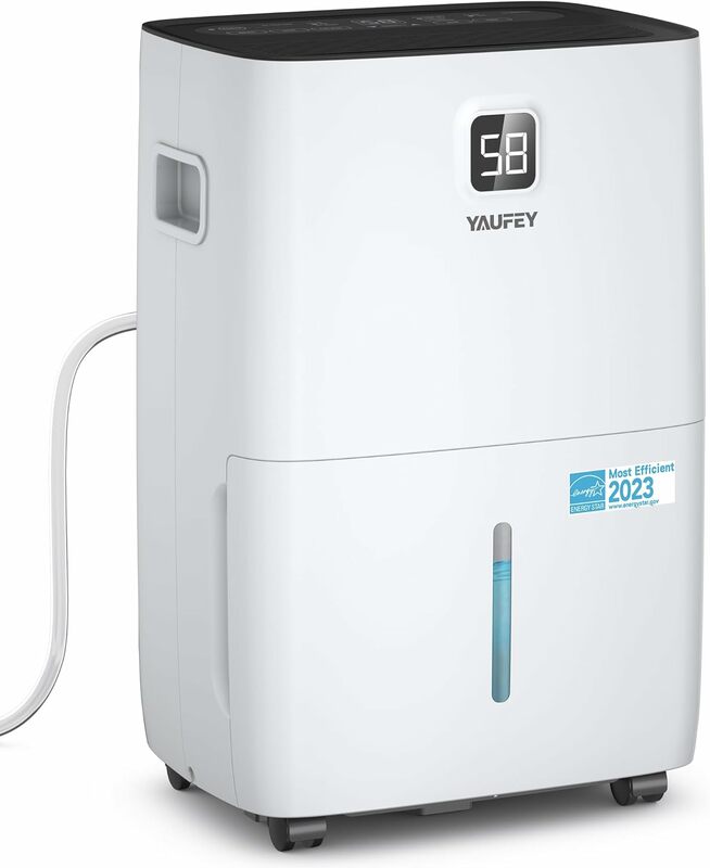 Yaufey 120 Pints Energy Star Dehumidifier for Basement, Home and Room up to 6000 Sq. Ft., with Drain Hose, Timer, Intelligent