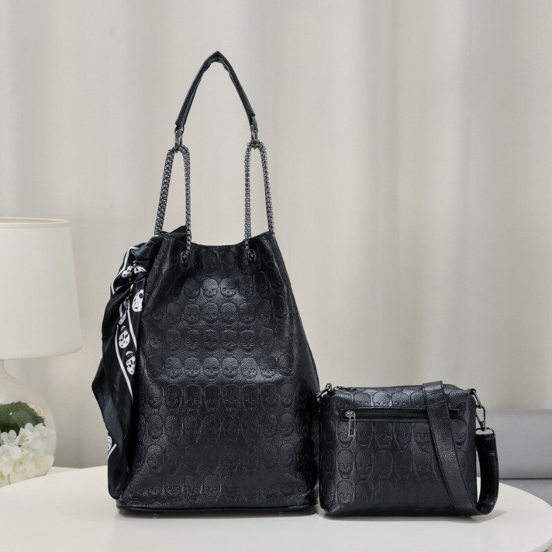 Вместительная рельефная сумка-тоут в стиле ретро из двух частей, сумка-ведро, сумки через плечо для женщин, сумка, плечо