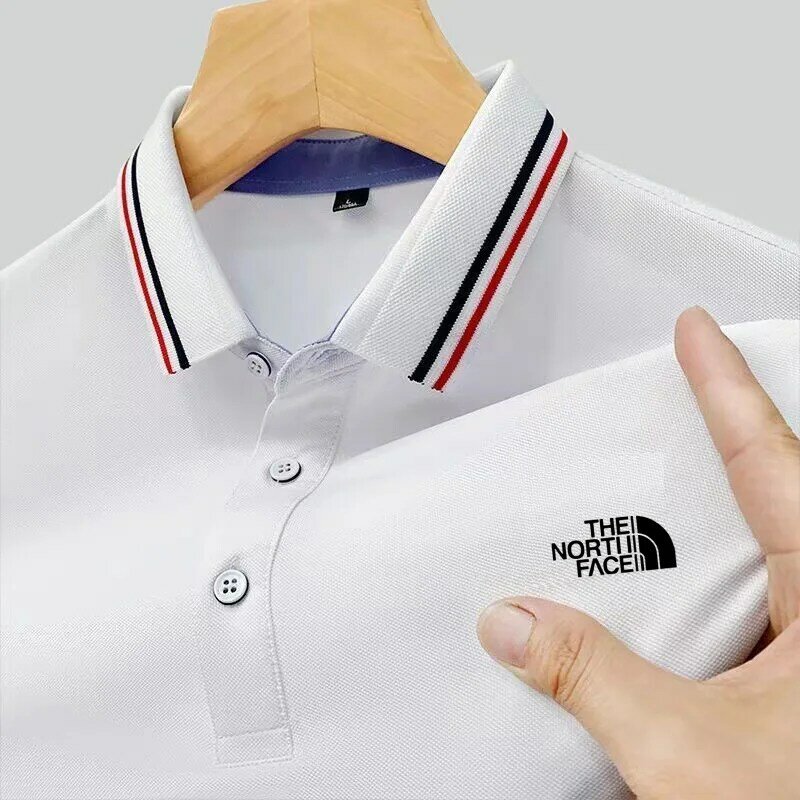 Camisa estampada para hombre, camiseta de manga corta de marca, POLO de negocios, camiseta absorbente de sudor, Top de verano, 2024