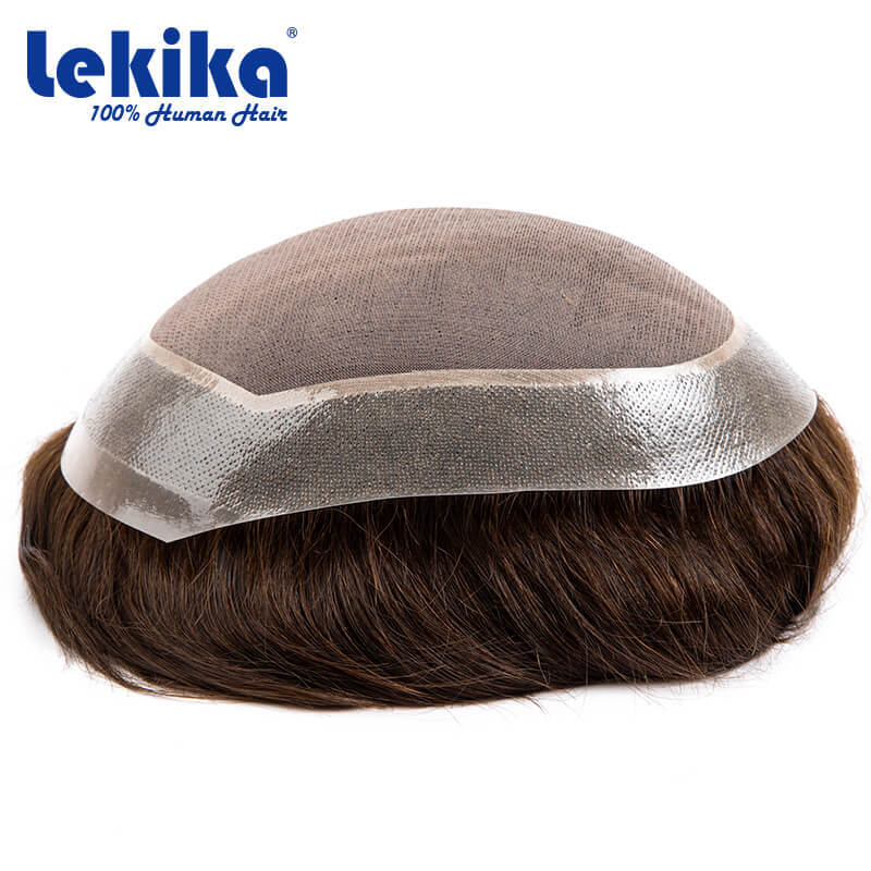 Mono With Soft Pu Toupee Men's Wig 100% Human Hair Breathable Male Hair Prosthesis Capillary Male Wig Exhuast Systems Wig For Me