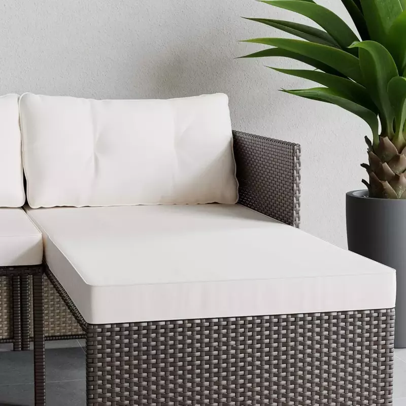 Sofá en forma de L para exteriores, muebles de Patio de ratán marrón/crema