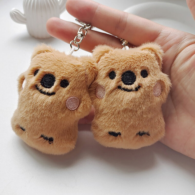Cartoon Squeak Little Brown Bear Plush Toy Keychain Backpack Pendant Decoration Accessories